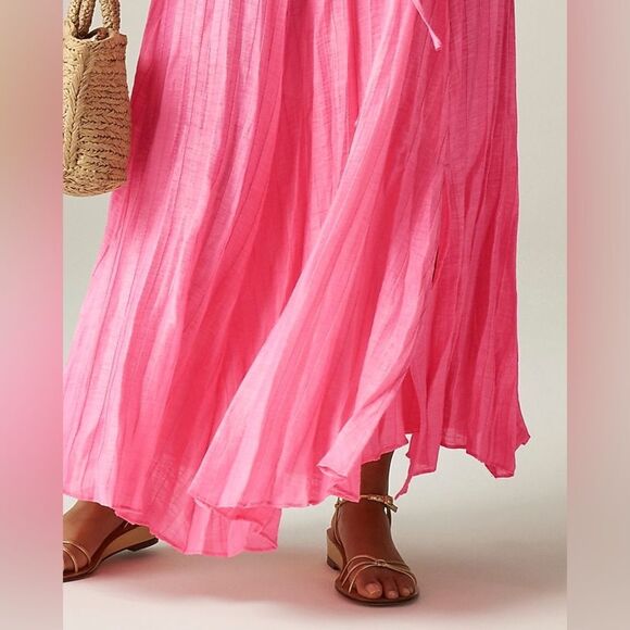 NWT J CREW Pleated drawstring maxi skirt in linen blend in WHITE - Picture 4 of 7